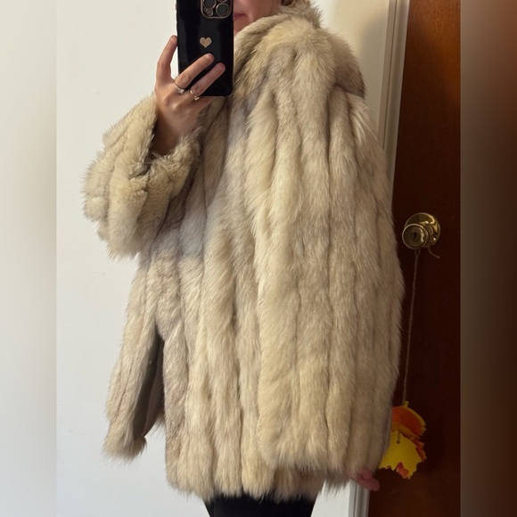 Saga Fox blue silver fox fur coat jacket size 16 or L-XL - Picture 6 of 16